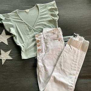 Caution to the Wind - Ruffle Sleeve Crop